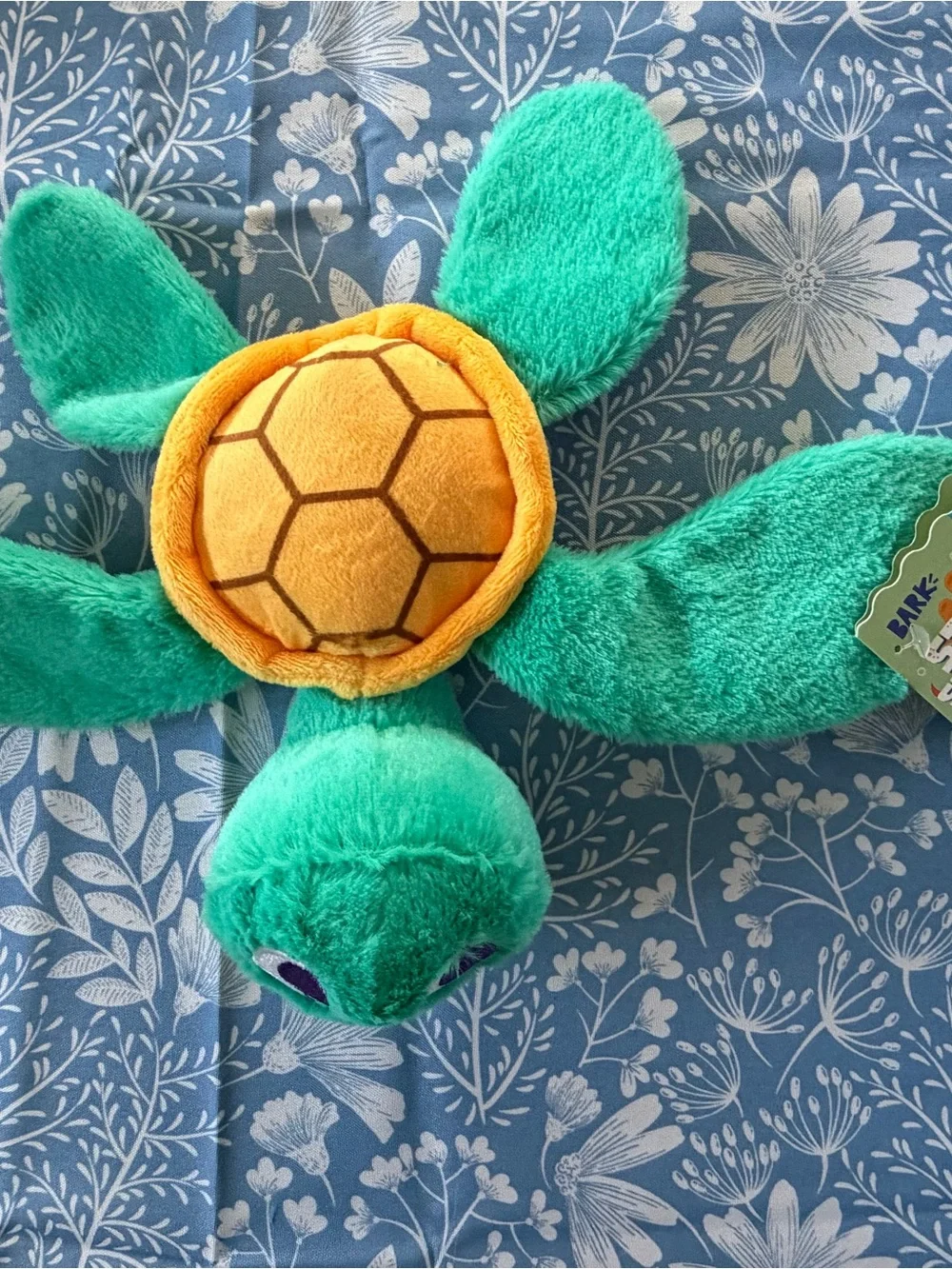Plush Turtle Dog Toy - Green & Yellow